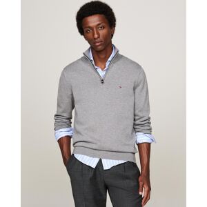 Tommy Hilfiger Essential Cotton Mens Half Zip Mock Sweatshirt - Grey - Size X-Large Tommy Hilfiger Essential Cotton Mens Half Zip Mock Sweatshirt - Grey - Size X-Large