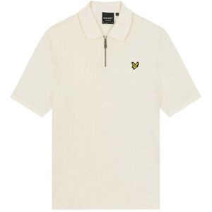 Lyle & Scott Mens Textured Stripe Chalk Polo Shirt - Cream Cotton - Size Medium Lyle & Scott Mens Textured Stripe Chalk Polo Shirt - Cream Cotton - Size Medium