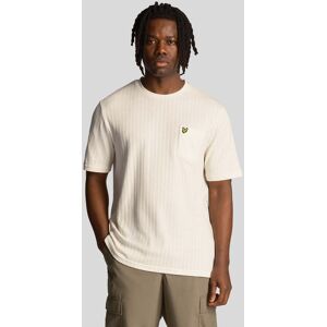Lyle & Scott Mens Textured Stripe T-Shirt In Chalk - Off-White Cotton - Size Medium Lyle & Scott Mens Textured Stripe T-Shirt In Chalk - Off-White Cotton - Size Medium