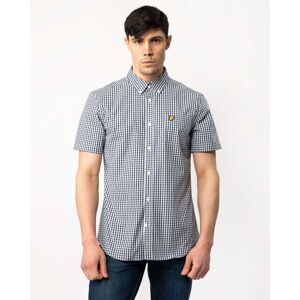Lyle & Scott Mens Short Sleeve Slim Gingham Shirt - Blue & White - Size Large Lyle & Scott Mens Short Sleeve Slim Gingham Shirt - Blue & White - Size Large