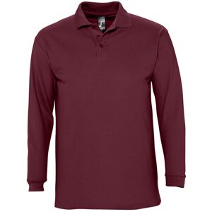 Sols Mens Winter Ii Long Sleeve Pique Cotton Polo Shirt (Burgundy) - Size Medium Sols Mens Winter Ii Long Sleeve Pique Cotton Polo Shirt (Burgundy) - Size Medium