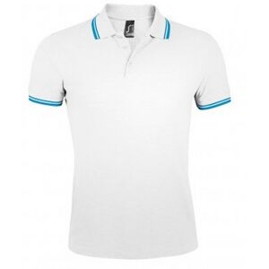 Sols Mens Pasadena Tipped Short Sleeve Pique Polo Shirt (White/aqua Blue) - Multicolour Cotton - Size Medium Sols Mens Pasadena Tipped Short Sleeve Pique Polo Shirt (White/aqua Blue) - Multicolour Cotton - Size Medium