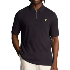 Lyle & Scott Mens Textured Stripe Dark Navy Blue Polo Shirt Cotton - Size Medium Lyle & Scott Mens Textured Stripe Dark Navy Blue Polo Shirt Cotton - Size Medium
