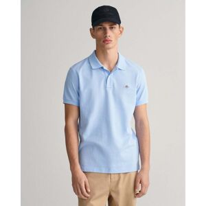 Gant Mens Slim Fit Short Sleeve Shield Logo Pique Polo - Blue Cotton - Size Medium Gant Mens Slim Fit Short Sleeve Shield Logo Pique Polo - Blue Cotton - Size Medium