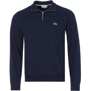 Lacoste Mens Zippered Stand-Up Collar Cotton Sweatshirt In Navy - Size X-Large Lacoste Mens Zippered Stand-Up Collar Cotton Sweatshirt In Navy - Size X-Large