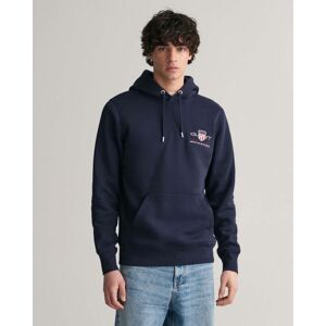 Gant Mens Regular Fit Medium Archive Shield Pullover Hoodie - Blue Material_cotton - Size Large Gant Mens Regular Fit Medium Archive Shield Pullover Hoodie - Blue Material_cotton - Size Large