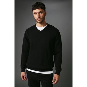 Maine Mens Premium Pure Cotton V-Neck Jumper - Black - Size Small Maine Mens Premium Pure Cotton V-Neck Jumper - Black - Size Small