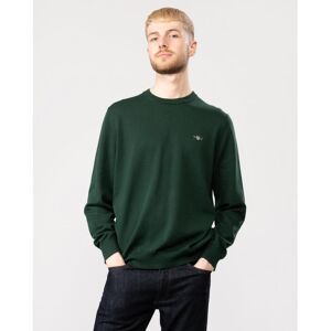 Gant Mens Classic Cotton Crew Neck Jumper - Dark Green - Size Large Gant Mens Classic Cotton Crew Neck Jumper - Dark Green - Size Large