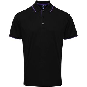 Premier Mens Coolchecker Contrast Pique Polo Shirt (Black/purple) - Size 4xl Premier Mens Coolchecker Contrast Pique Polo Shirt (Black/purple) - Size 4xl
