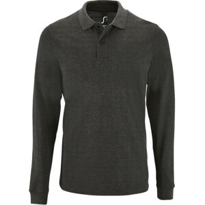 Sols Mens Perfect Long Sleeve Pique Polo Shirt (Charcoal Marl) Cotton - Size Medium Sols Mens Perfect Long Sleeve Pique Polo Shirt (Charcoal Marl) Cotton - Size Medium