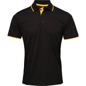 Premier Mens Coolchecker Contrast Pique Polo Shirt (Black/sunflower) - Size 4xl Premier Mens Coolchecker Contrast Pique Polo Shirt (Black/sunflower) - Size 4xl