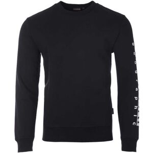 Napapijri Mens Badas Crew Neck Sweatshirt - Black Cotton - Size 2xl Napapijri Mens Badas Crew Neck Sweatshirt - Black Cotton - Size 2xl