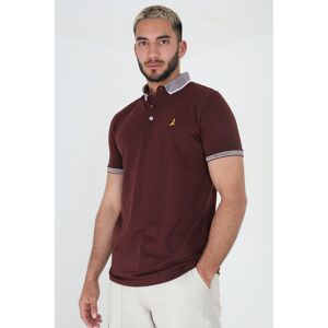 Brave Soul Mens Burgundy 'Glover' Short Sleeve Jacquard Collar Jersey Polo Shirt Cotton - Size Medium Brave Soul Mens Burgundy 'Glover' Short Sleeve Jacquard Collar Jersey Polo Shirt Cotton - Size Medium