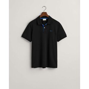 Gant Mens Regular Fit Short Sleeve Contrast Piqué Rugger - Black Cotton - Size 3xl Gant Mens Regular Fit Short Sleeve Contrast Piqué Rugger - Black Cotton - Size 3xl