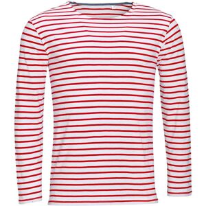 Sols Mens Marine Long Sleeve Stripe T-Shirt (White/red) Cotton - Size Medium Sols Mens Marine Long Sleeve Stripe T-Shirt (White/red) Cotton - Size Medium