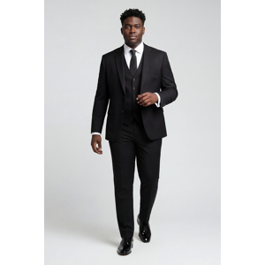 Carter & Jones Mens Black Big & Tall Three Piece Tailored Fit Suit Viscose - Size 50 Regular Carter & Jones Mens Black Big & Tall Three Piece Tailored Fit Suit Viscose - Size 50 Regular
