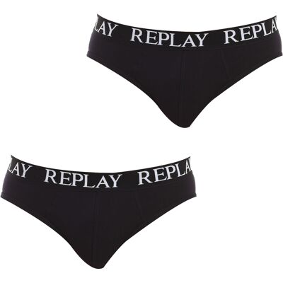 Replay Mens Pack-2 Slip I101182 Man - Black Cotton - Size Small Replay Mens Pack-2 Slip I101182 Man - Black Cotton - Size Small