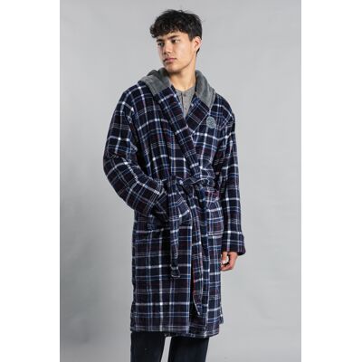 Tokyo Laundry Mens Navy Hooded Check Dressing Gown - Size Medium Tokyo Laundry Mens Navy Hooded Check Dressing Gown - Size Medium