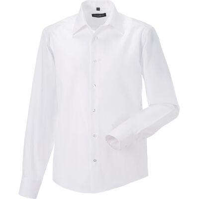 Russell Athletic Collection Mens Long Sleeve Tailored Ultimate Non-Iron Shirt (White) Cotton - Size 15 Inch Russell Athletic Collection Mens Long Sleeve Tailored Ultimate Non-Iron Shirt (White) Cotton - Size 15 Inch