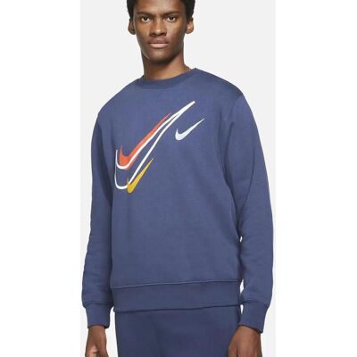 Nike Mens Multi Swoosh Crewneck Sweatshirt In Navy Cotton - Size Large Nike Mens Multi Swoosh Crewneck Sweatshirt In Navy Cotton - Size Large