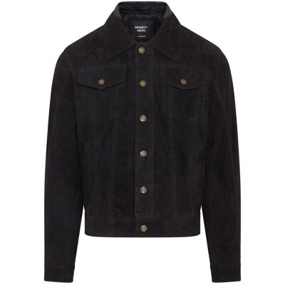 Infinity Leather Mens Trucker Goat Suede Western Jeans Jacket - Yangon - Black - Size 3xl Infinity Leather Mens Trucker Goat Suede Western Jeans Jacket - Yangon - Black - Size 3xl