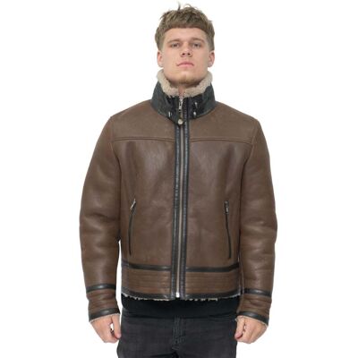 Infinity Leather Mens Retro Pilot Sheepskin Biker Jacket-Bogota - Tan - Size 3xl Infinity Leather Mens Retro Pilot Sheepskin Biker Jacket-Bogota - Tan - Size 3xl