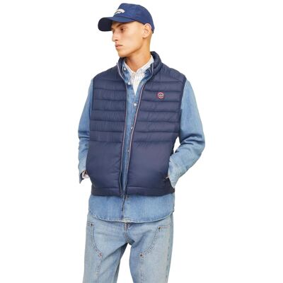 Jack & Jones Mens Sleeveless Gilet – Zipper Closure And High Neck - Navy - Size Large Jack & Jones Mens Sleeveless Gilet – Zipper Closure And High Neck - Navy - Size Large