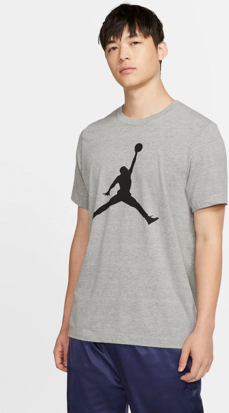 Nike Mens M J Jumpman Ss Crew T Shirt In Grey Jersey - Size Medium