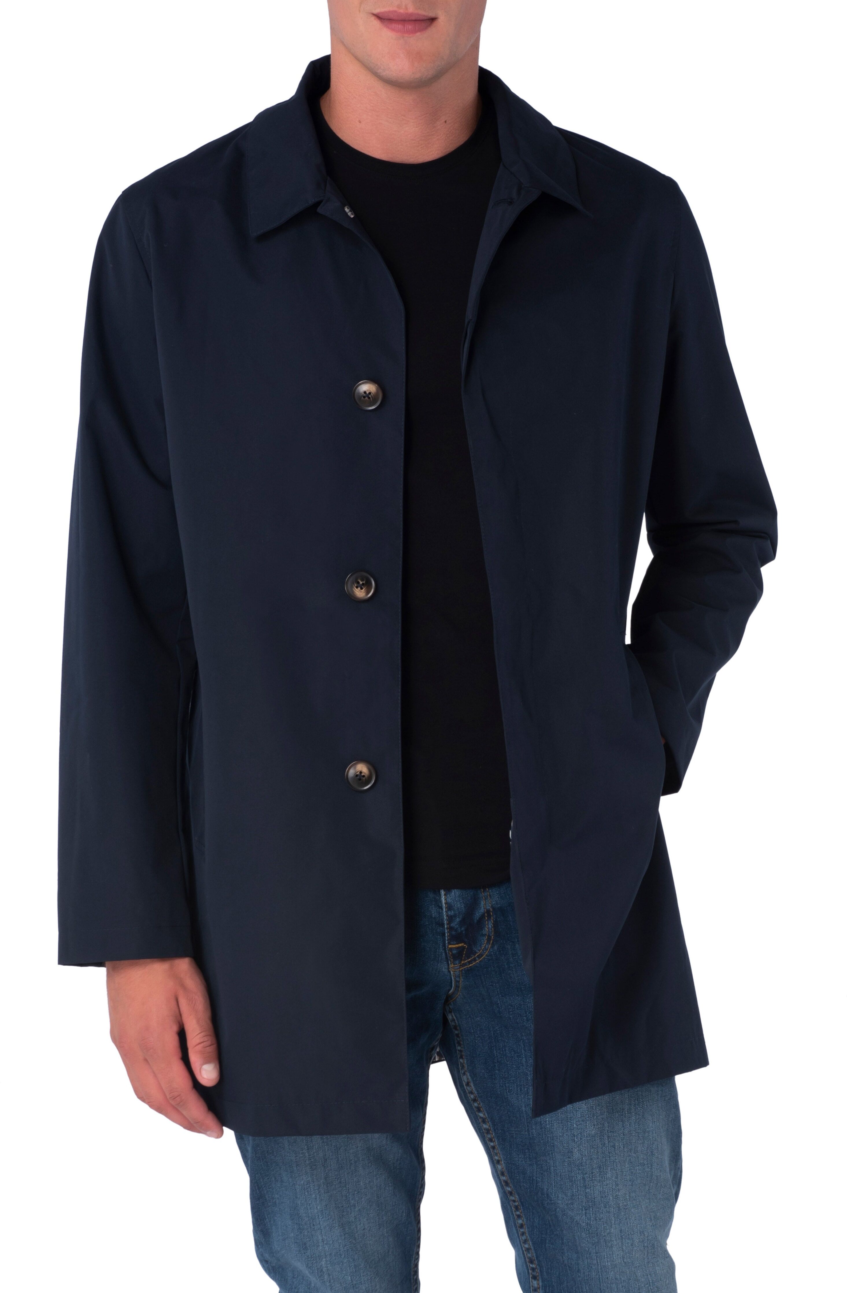 Harry Brown London Mens Navy Single Breasted Trench Coat - Size Medium