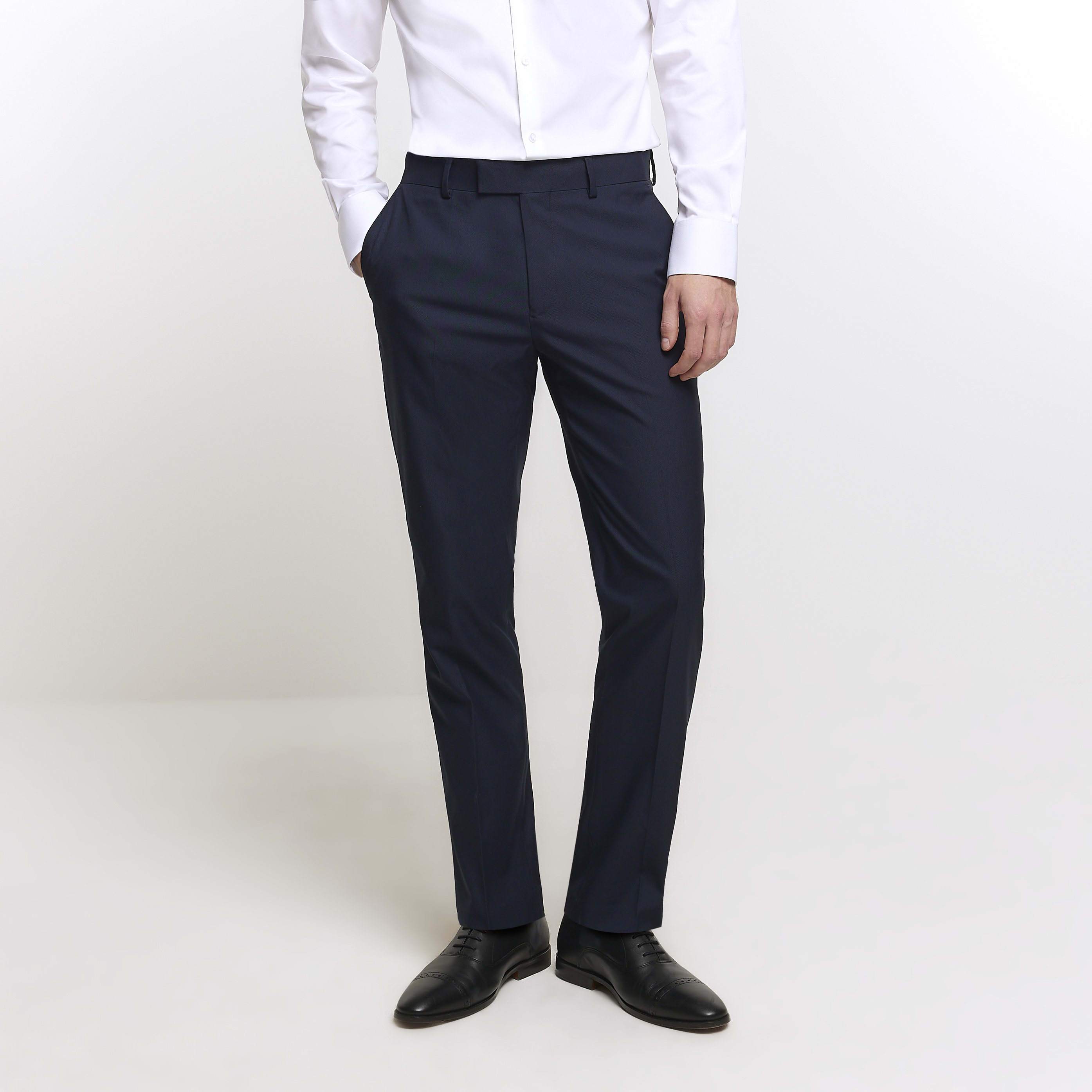 River Island Mens Suit Trousers Navy Slim Fit Twill - Size 26 Regular