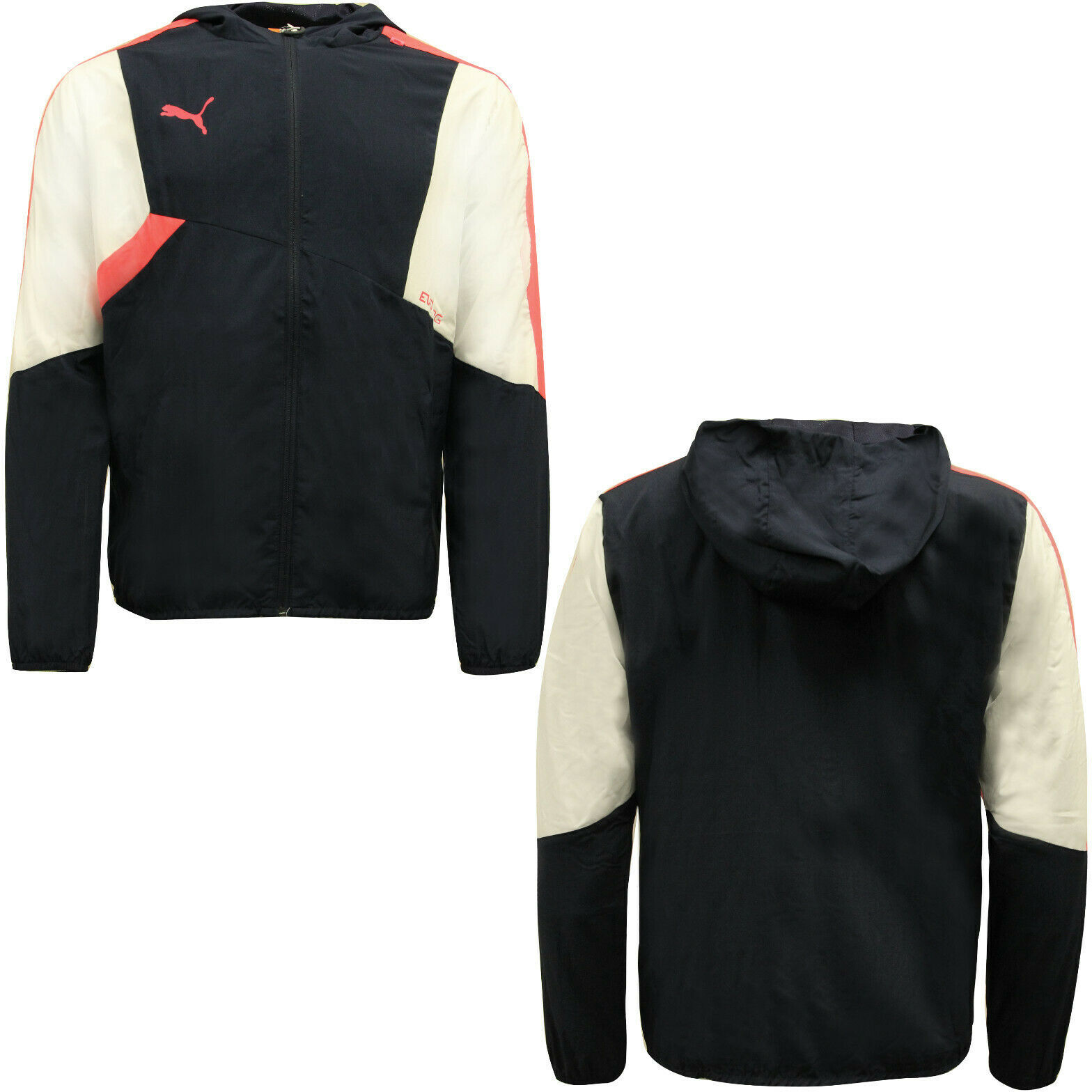 Puma It Evo Mens Navy Zip Up Training Hoody Hood Track Top Jacket 654398 57 A45a - Black Textile - Size Small
