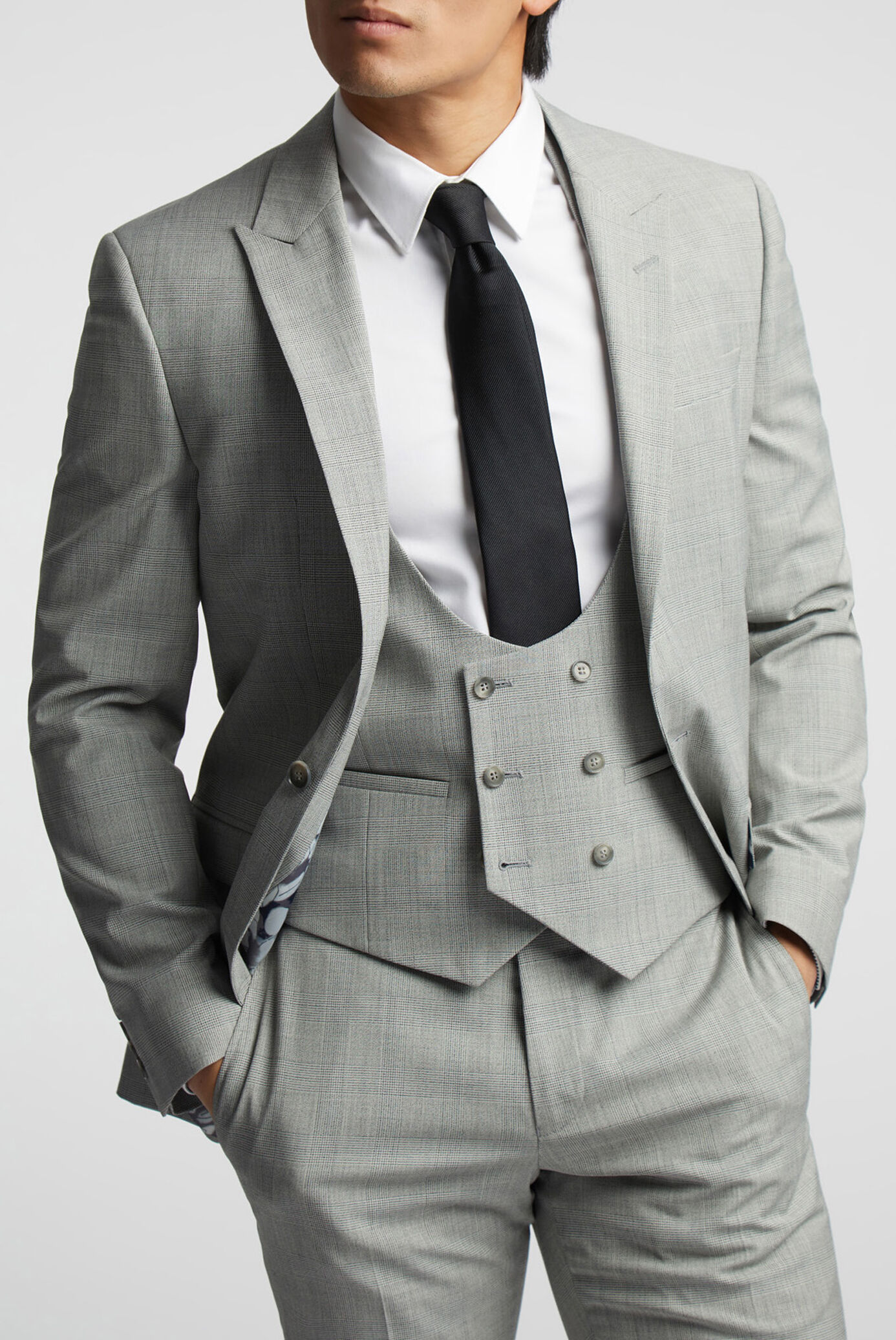 Alex Mens Check Tailored Fit Suit Jacket - Grey - Size 52 Regular