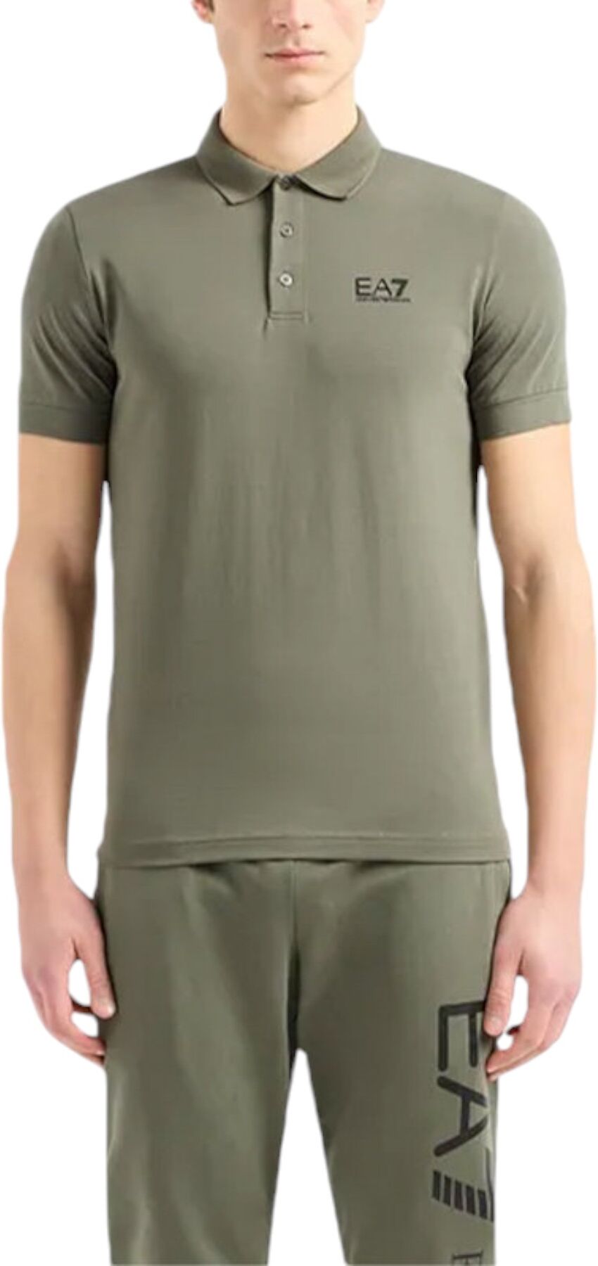 Emporio Armani Ea7 8npf04 Pjm6z Mens Polo T Shirts Jersey Cotton Top Summer Tee - Green - Size Medium