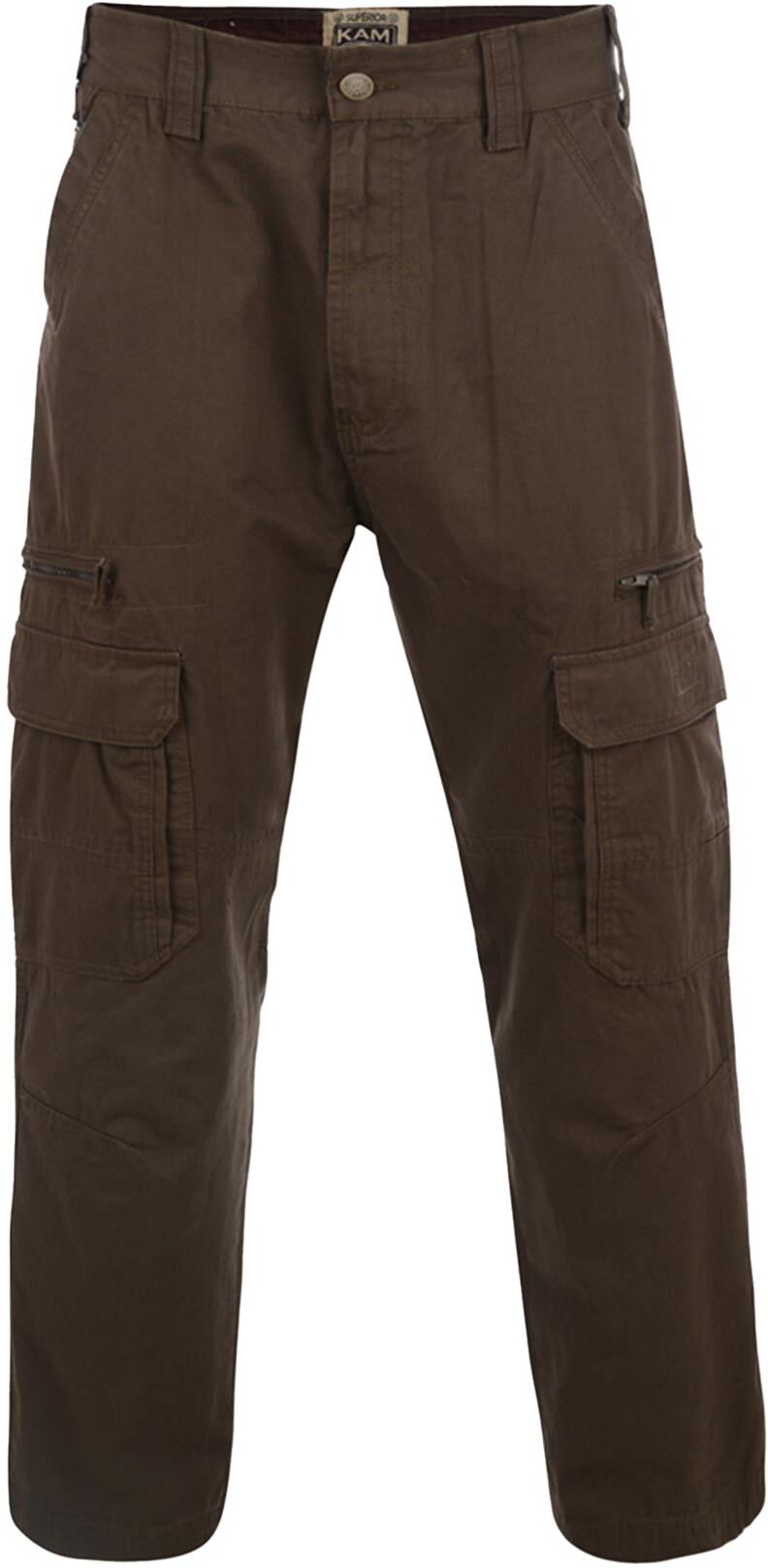Kam Menswear Mens Kam Cargo Pants For Men Pockets Relaxed Fit Trousers - Khaki - Size 46w/30l