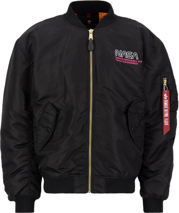 Alpha Industries Mens Ma-1 Nasa Skylab Bomber Jacket - Black/red - Size X-Large