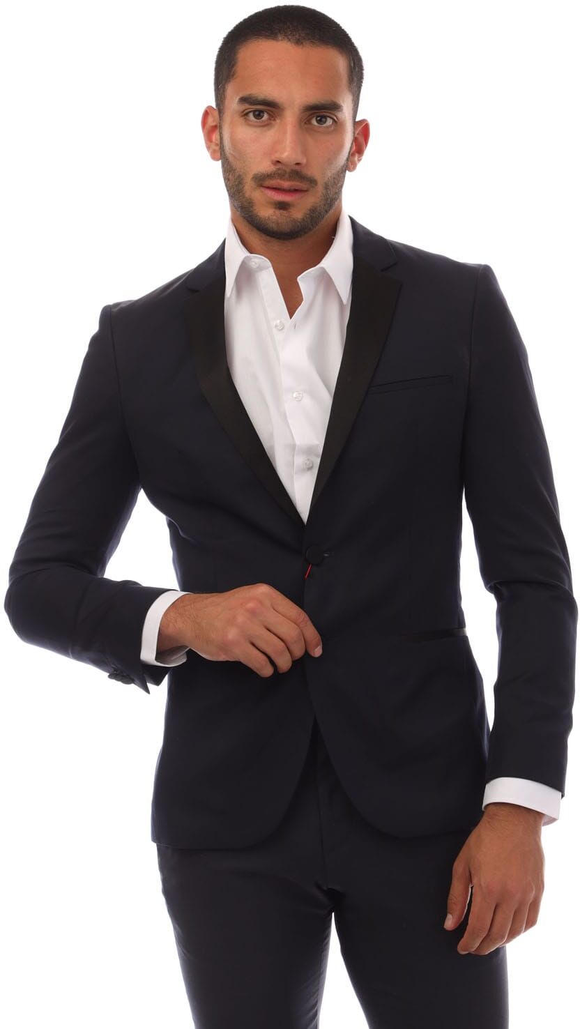 Hugo Boss Mens Alinzs Blazer Jacket In Navy Wool - Size 44 (Chest)