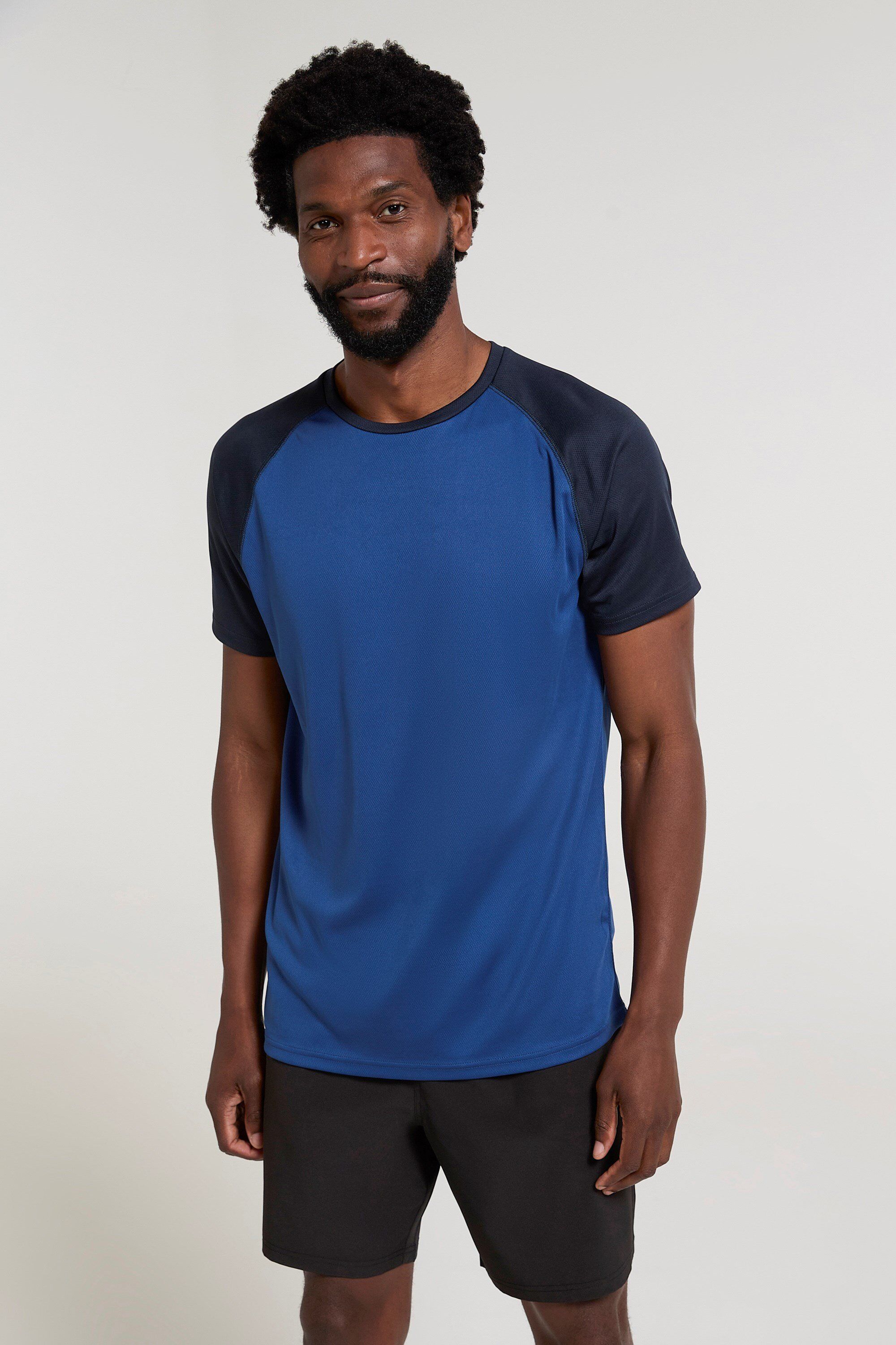 Mountain Warehouse 'Endurance' Mens T-Shirt Breathable Quick Dry Upf50 Sun Protection Tee Blue/navy - Size Medium