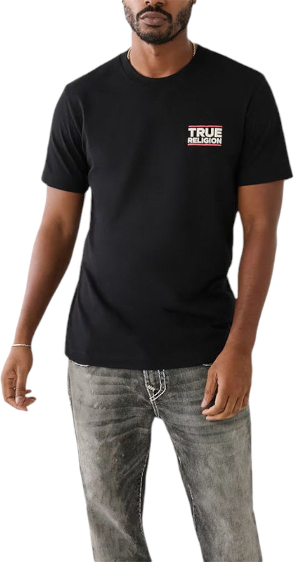 True Religion Mens T Shirts Short Sleeve Buddha Summer Crew Neck Cotton Tee New - Black - Size 2xl