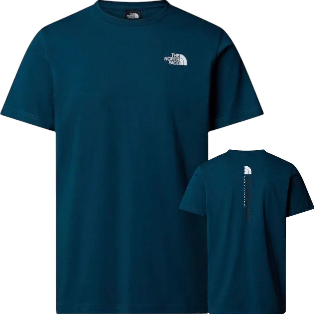 The North Face Mens Vertical Logo Ss T-Shirt Midnight Petrol - Blue Cotton - Size 2xl