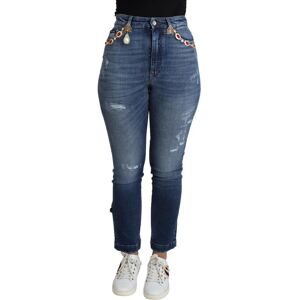 Dolce & Gabbana Womens Blue Embellished Skinny Trouser Cotton Jeans Material_cotton - Size It 36 (Womens)