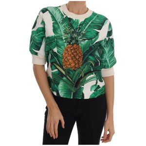 Dolce & Gabbana Womens Pineapple Banana Sequins Crewneck Sweater - Multicolour Material_cotton - Size It 40 (Womens)