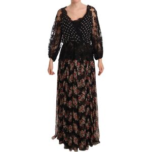 Dolce & Gabbana Womens Black Lace Floral Polka Maxi Capri Dress Silk - Size It 46 (Women'S)