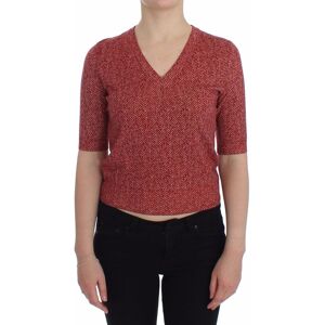 Dolce & Gabbana Womens Wool Tweed Short Sleeve V-Neck Pullover Sweater - Red - Size It 38 (Women'S)
