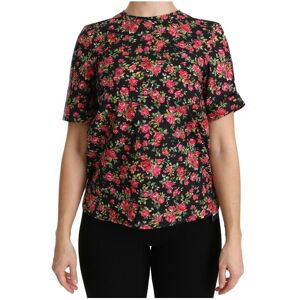 Dolce & Gabbana Womens Black Floral Roses Short Sleeve Top Blouse Material_cotton - Size It 38 (Womens)