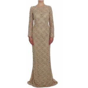 Dolce & Gabbana Womens Beige Floral Lace Sheath Maxi Dress Cotton - Size It 40 (Women'S)