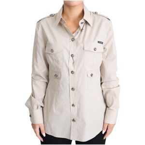 Dolce & Gabbana Womens Beige Poplin Safari Fitted Pocket Shirt Top Material_cotton - Size It 48 (Womens)