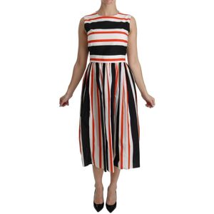 Dolce & Gabbana Womens Multicolor Stripes A-Line Pleated Midi Dress - Multicolour Material_cotton - Size It 44 (Womens)