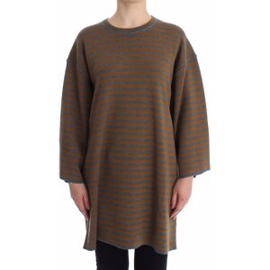 Dolce & Gabbana Womens Yellow Striped Oversized Sweater - Grey Wool - Size It 40 (Women'S)