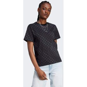 Adidas Originals Womens Trefoil Monogram Tee - Black Cotton - Size 2xs