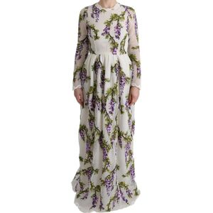 Dolce & Gabbana Womens White Floral Embroidered Maxi Dress Material_cotton - Size It 40 (Womens)